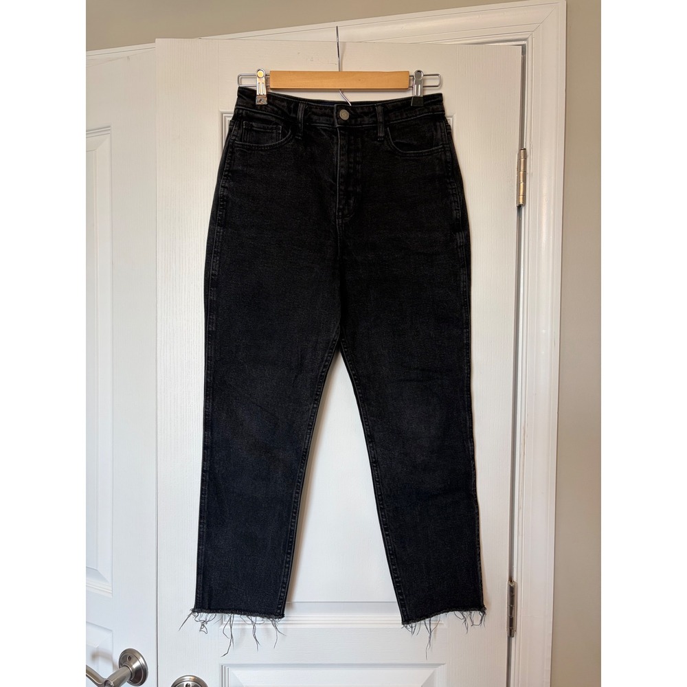 Hollister Ultra High-Rise Mom Jeans Faded Black Raw Hem Vintage Stretch 3S W26